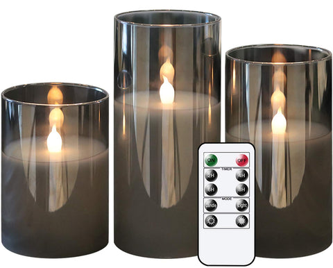 Flameless LED Candles - 3 Pack - Gray